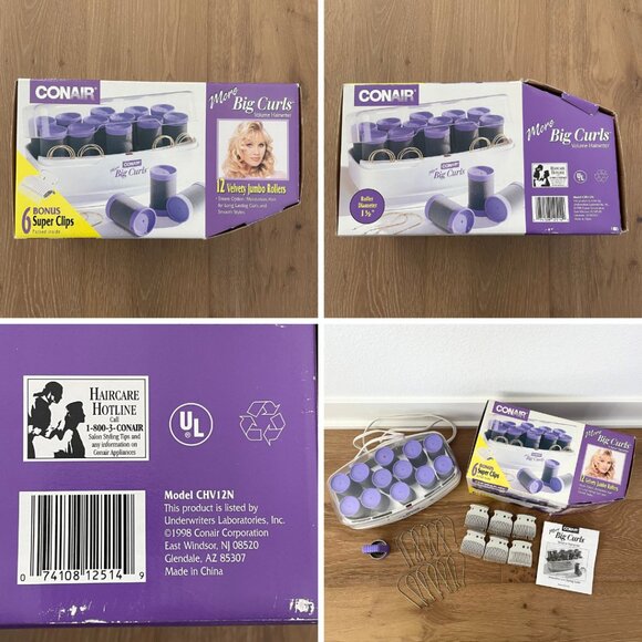 Vintage Conair More Big Curls Volume Hairsetter 1998 Jumbo Rollers 1 ½” CHV12N - Picture 7 of 10